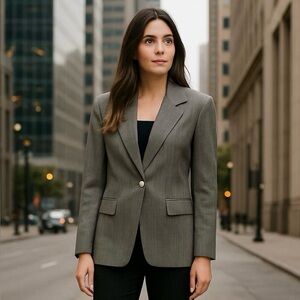 Lafayette 148 Laine Wool Blazer Women’s 8 Gray  Single Breasted office career